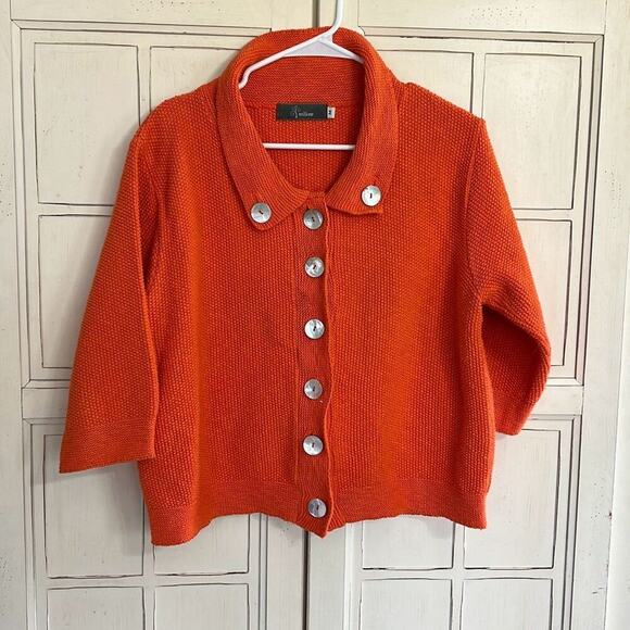 Willow size medium orange cotton cardigan sweater - Picture 1 of 3